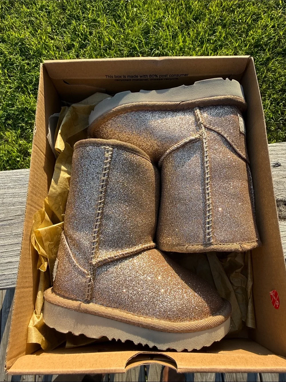 UGG Kids Glitter Short Boot - Rose Gold Sparkle